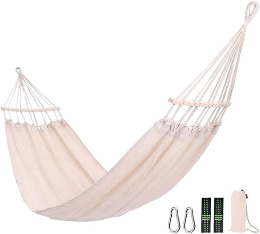 Camping Hammock, Hammock Flip-Proof Household Hanging Chair Heavy-Duty Bearing Outdoor Leisure Camping Trip Riding Equipment Portable Aerial Tent(White)