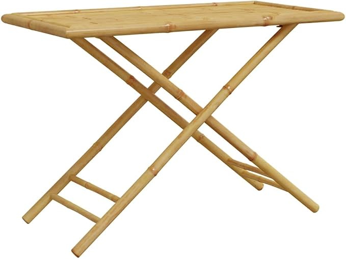 Bamboo Folding Patio Table 43.3x21.7x29.5 Inches, Outdoor Garden Table with Slatted Top, Portable Space-Saving Side for Courtyard, Greenhouse