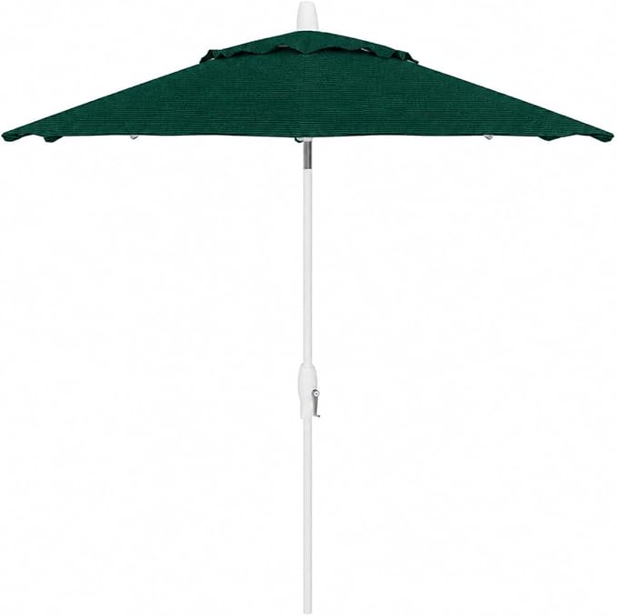 Treasure Garden 9ft Patio Umbrella - Outdoor Furniture Market Umbrella – Deluxe Auto-Tilt – White Aluminum Frame (Sunbrella, Forest Green)