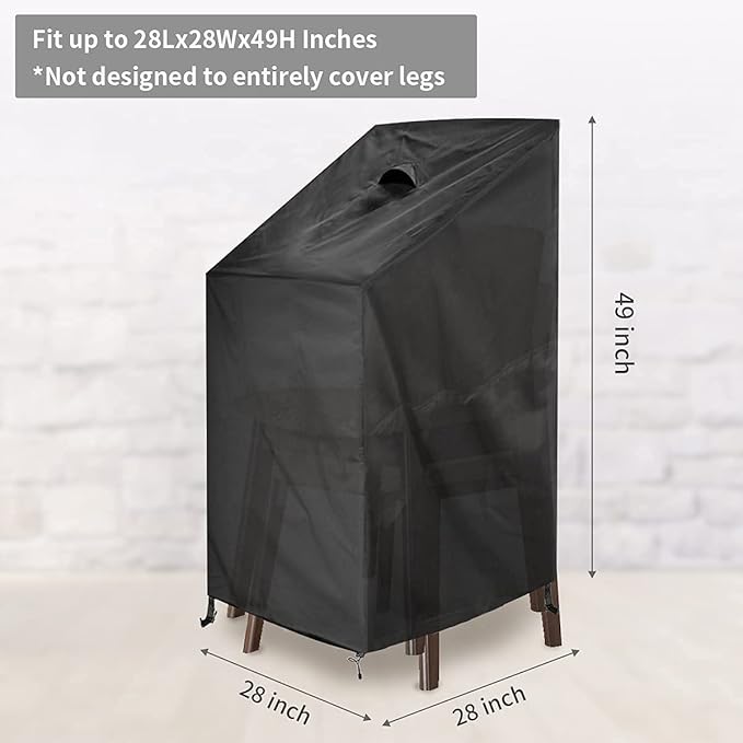 Stacking Chair Cover, 420D Patio Chair Cover, Outdoor Patio Furniture Covers for Stacked Chairs, Outdoor Lawn Dining Chair Covers 2 Pack (28" W x 28" D x 49" H)