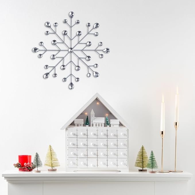 hogardeck Christmas Decorations Indoor, Metal Snowflakes for Winter Wall Decor, Xmas Wall Art Decor for Bathroom, Living Room, Porch, Garden, Yard