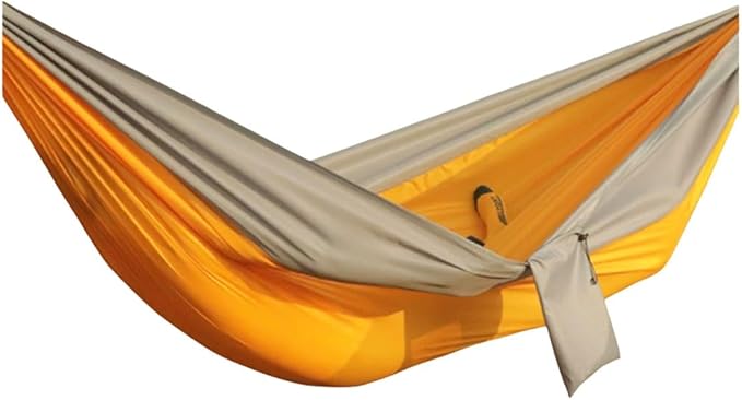 Polyester Hammock with Small Storage Bag Portable Tree Hanging Type Load-Bearing Outdoor Camping Hammock(Orange-Yellow)