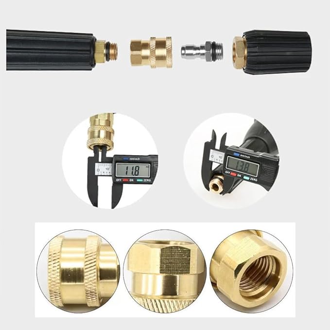 2 Pack Pressure Washer Adapter Set Quick Connect Kit 14mm M14x1.5 to 1/4 Inch Connector Fittings Plug Gun to Hose for Patio Lawn Car Pressure Water Gun Washing Foam Bottle Spray Nozzle