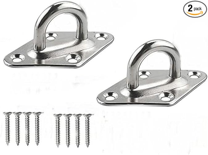 Hammock Hanging Hooks Stainless Steel 304 Ceiling Hooks Heavy Duty with Screw Bolts, Hammock Wall Hooks for Wall/Ceiling Mount,2 Pack (5mmX60mm)