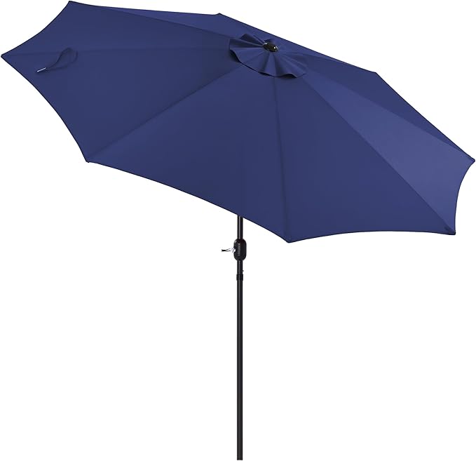 LUE BONA 10FT Patio Umbrella, Easy Crank Lift Market Umbrella with Tilt Function, Waterproof Outdoor Table Umbrella for Deck Garden Backyard Pool, Navy Blue