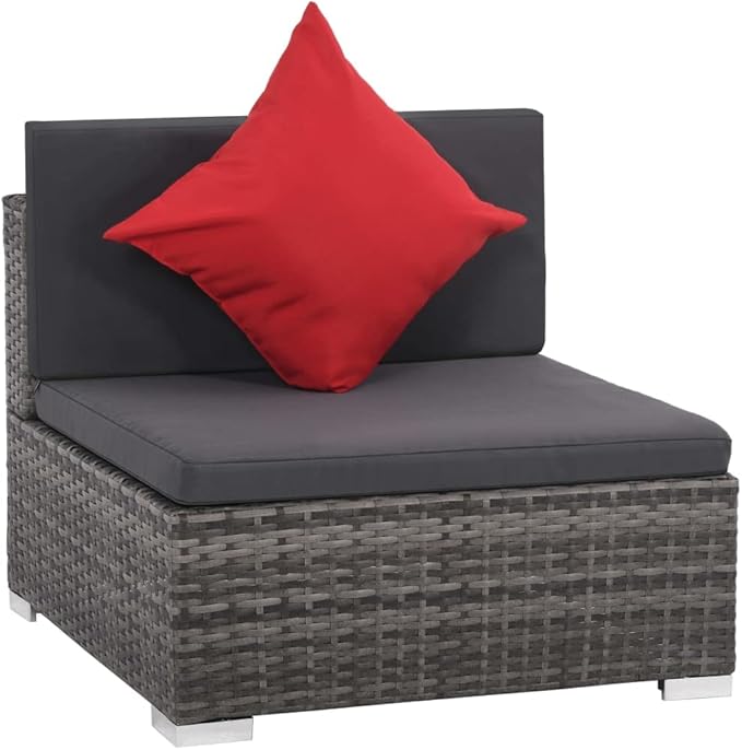 8 Piece Patio Lounge Set with Cushions, Outdoor Sofa Sets Front Porch Furniture Patio Conversation Set Porch Furniture Set for Negotiation Area Piazza Poolside Exhibition Poly Rattan Gray