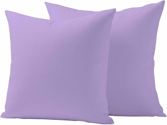 Minimalist Solid Color Outdoor Waterproof Throw Pillow Covers Set of 2, 16"x16", Pure Lavender Purple Simple Decorative Pillow Covers Outside Cushion Case for Patio Porch Garden