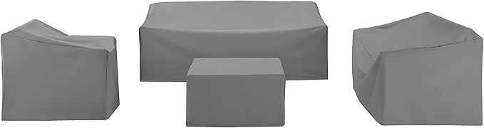 Crosley Furniture Patio Furniture Covers, Waterproof 4-Piece Cover Set for Outdoor Sectional Sofa Sets, Gray