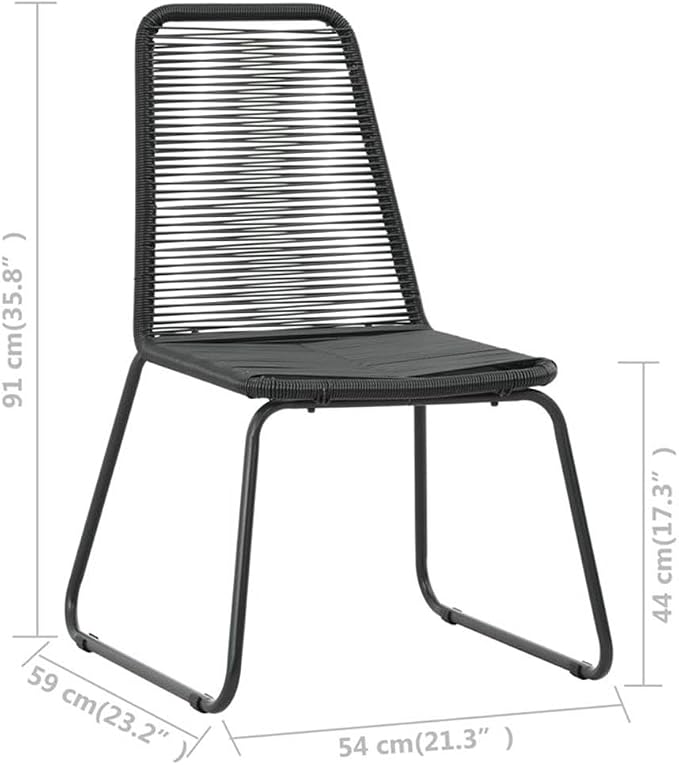 BOWERY HILL 5-Piece Patio Dining Set, Powder-Coated Steel Frame, PVC Rattan Chairs, Square Glass Table, Black Finish, Modern Design for Outdoor Garden, Patio, or Terrace Use