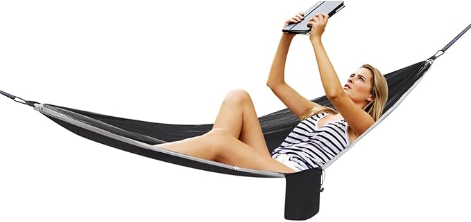 Black Camping Hammock, 290x140cm Hammock with Mosquito Net, Rain Fly Tarp, for Backpacking and Travel, Durable and Portable, for Outdoor Adventures, Easy to Set Up
