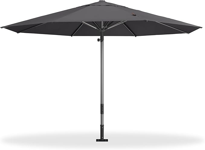 PURPLE LEAF 13 FT Commercial Round Patio Market Table Sun Umbrella Semi Auto Open All Weather Maximum Coverage for Hotel Resort Cafe Restaurant Garden Business Use Grey
