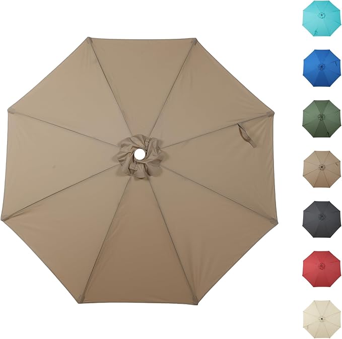 COWVIE Umbrella Canopy Replacement for 8 Ribs Patio Umbrella, Outdoor Table Parasol Replacement for Yard, Canopy Only