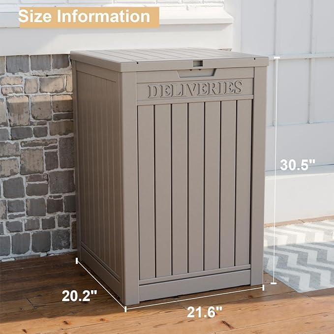 EasyUp Package Delivery Box Outdoor with Lockable Secure Waterproof & UV-Resistant,Anti-Theft Parcel Large Double Wall Resin Outdoor Package Delivery for Porches, Patios,Curbside
