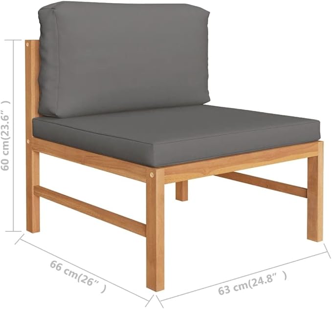 Patio Lounge Set with Gray Cushions,Patio Furniture Sets,Patio Conversation Sets,Outdoor Furniture Sets,for Garden,Backyard,Outdoor,5 Piece Solid Teak Wood