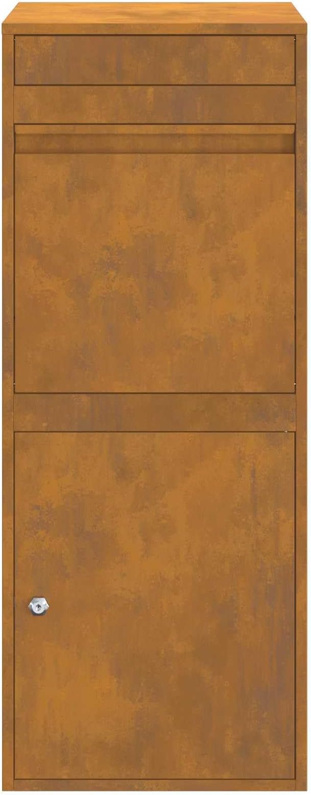 Weathering Steel Parcel Drop Box, Large Secure Mailbox for Porch, Lockable Weatherproof Delivery Box for Packages, 40.55in Tall Outdoor Delivery Storage