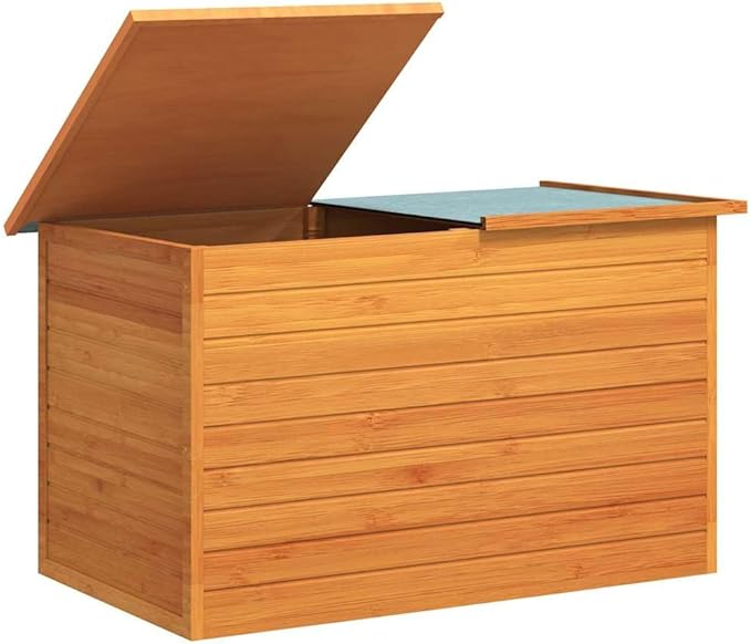 vidaXL Patio Wooden Storage Box Chest Blanket Toy Cushion Pillow Trunk Lidded Wood