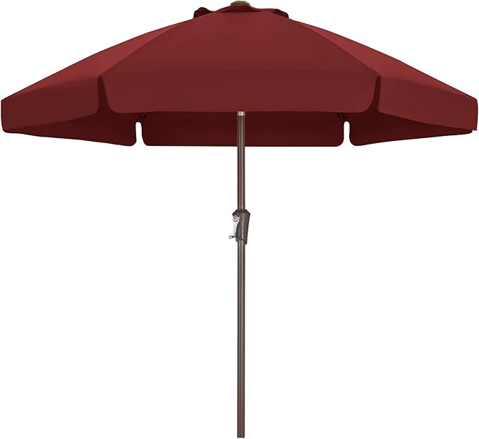 ABCCANOPY 7.5ft Scalloped Patio Umbrella, Outdoor Table Umbrella with Tilt and Crank, Fiberglass Ribs Deck Umbrella for Patio, Pool, Garden, Picnic (Burgundy)
