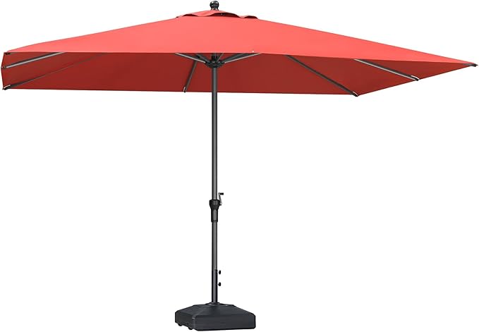 PURPLE LEAF 11.5' x 8' Rectangle Patio Market Umbrella with Base Outdoor Table Umbrellas Aluminum Frame Sun Shade with 8 Sturdy Ribs for Garden Deck Lawn Pool Terra