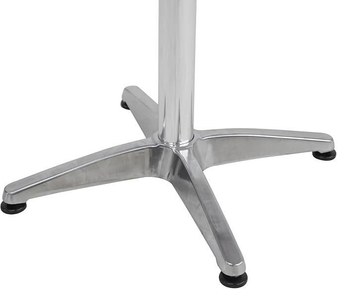 BTEXPERT Set of 10, Aluminum Indoor Outdoor 23.75" Round Restaurant Bar Height 45" Table, Patio Stainless Steel Silver Furniture 25.75" Base, Flip Top