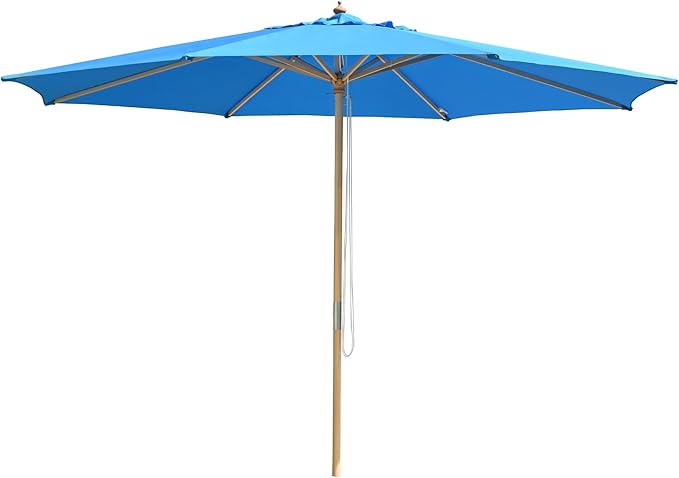 13ft Outdoor Table Umbrella, Market Umbrella, 13Ft XL German Beech Wooden Patio Umbrella, Outdoor Patio Umbrella for Beach Yard Garden Wedding Cafe Garden