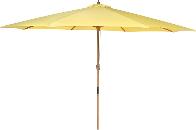 Yescom 13ft Coastal Solid Beech Wood Umbrella Pulley Lift Commercial Base with Wheel Included for Beach Club Seaside Restaurant Terrace Resort Poolside