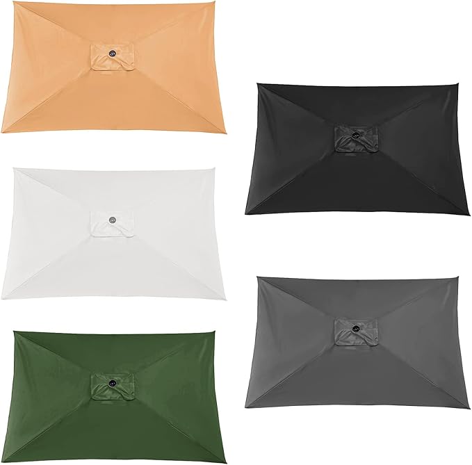 Rectangular Umbrella Canopy Replacement 6 Ribs, Fade Resistant Replacement Umbrella Canopy, Heavy Duty Polyester Fabric Outdoor Shade Canopy Cover for Market Table Cantilever Parasol Top Cover(Grey)