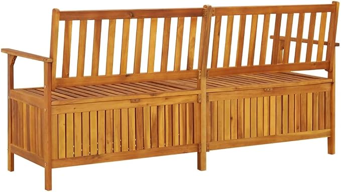 Patio Storage Bench, Outdoor Wooden Deck Box, Solid Wood Patio Furniture for Outdoor Cushions, Pool Storage and Garden Tools, 66.9"x24.8"x33.1", -336