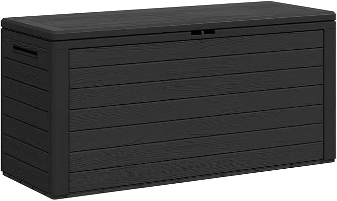 Outdoor Storage Box, 290 Gallon Garden Container, Patio Deck Bin for Cushions and Tools, 45.7 x 17.3 x 21.7 Inch Polypropylene Organization Chest, Anthracite