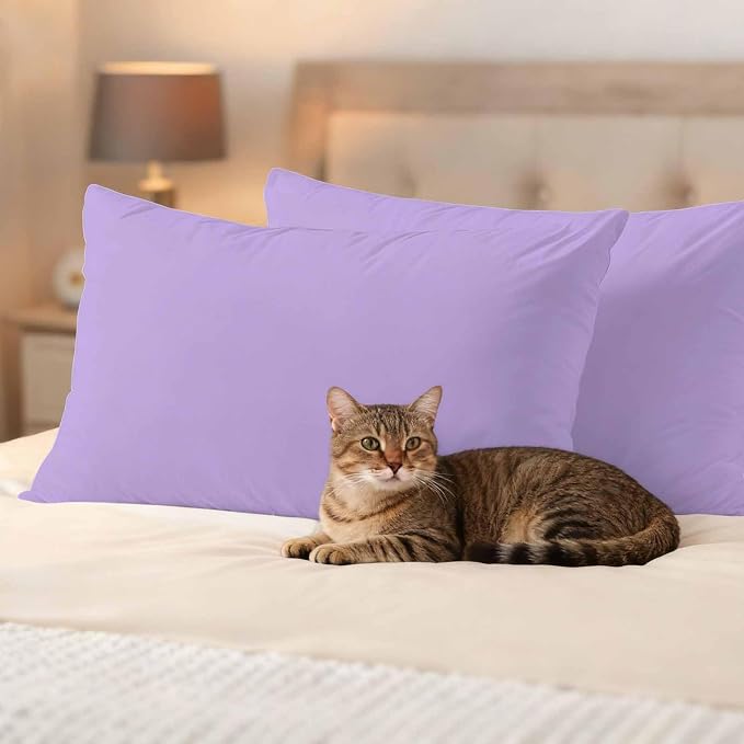 Minimalist Solid Color Outdoor Waterproof Throw Pillow Covers Set of 2, 20"x12", Pure Lavender Purple Simple Decorative Pillow Covers Outside Cushion Case for Patio Porch Garden