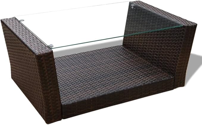Patio Lounge Set with Cushions,Outdoor Patio Furniture,Conversation Furniture,Patio Furniture Sets,for Terrace,Garden,Backyard,4 Piece Poly Rattan Brown