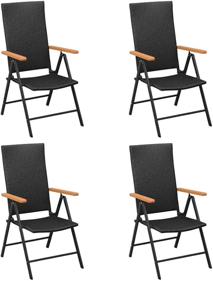 Afuera Living 5-Piece PE Rattan Patio Dining Set, 31.1 x 31.1 x 29.1 in, Powder-Coated Aluminum Frame, Black and Brown Finish, UV/Water-Resistant Garden or Terrace Seating for 4
