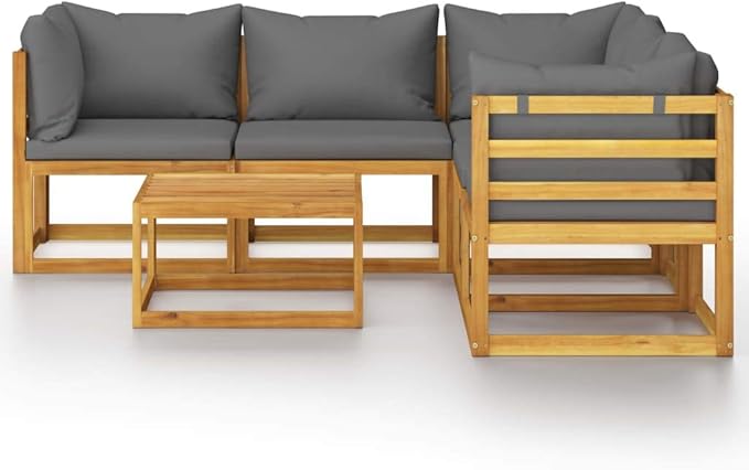 Patio Lounge Set with Cushion,Outdoor Patio Furniture,Outdoor Chat Conversation Set,Garden Furniture Sets,for Patio,Backyard,Garden,Outdoor,6 Piece Solid Acacia Wood