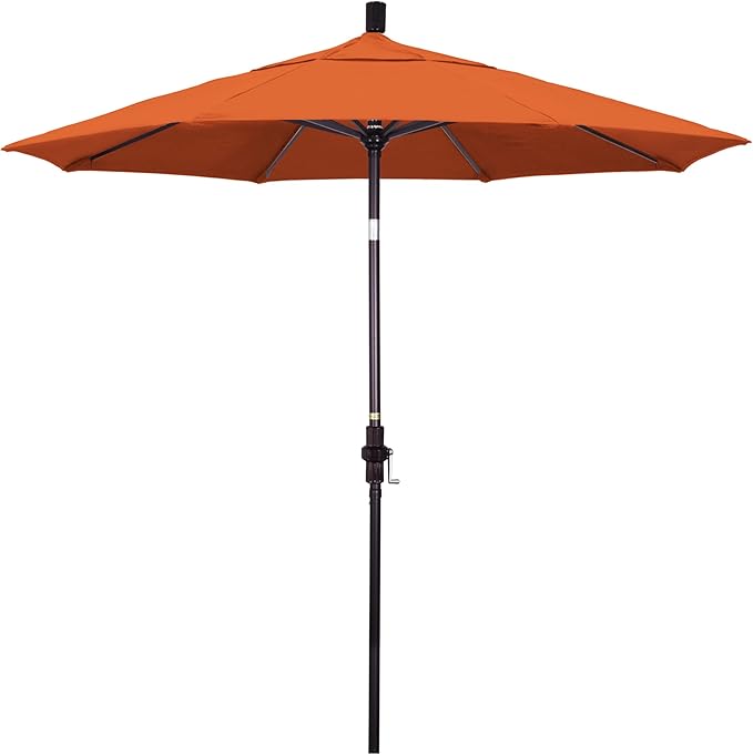 California Umbrella 7.5' Rd. Aluminum Patio Umbrella, Crank Lift, Collar Tilt, Bronze Pole