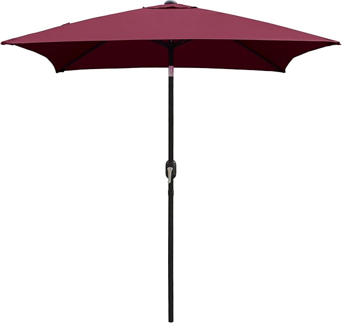 ABBLE Outdoor Patio Umbrella 6.5 Ft Square with Tilt and Crank, Weather Resistant, UV Protective Umbrella, Durable, 4 Sturdy Steel Ribs, Market Outdoor Table Umbrella, Burgundy