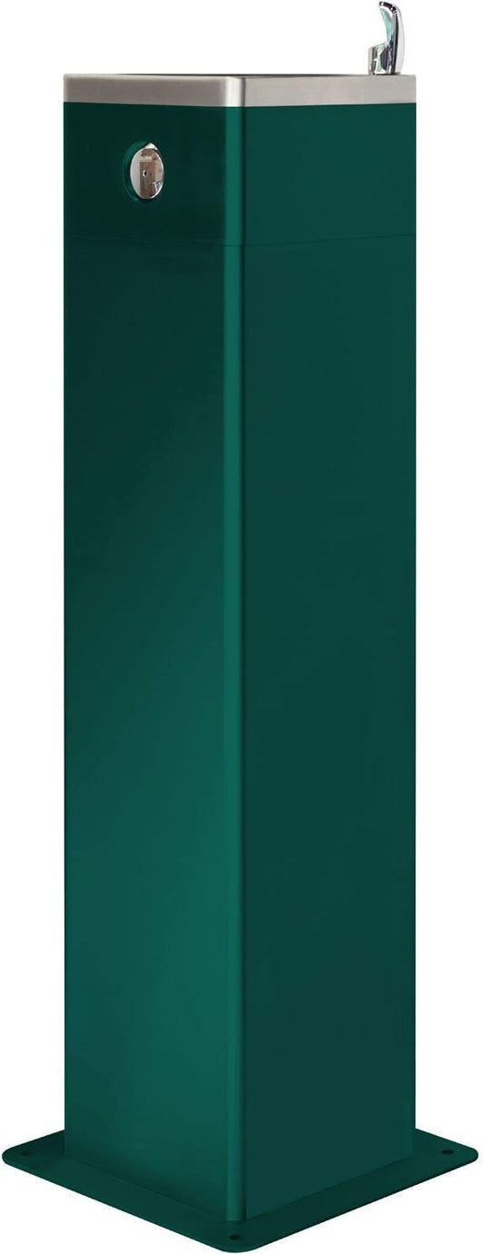 Global Industrial Outdoor Pedestal Drinking Fountain, Green Powder Coat