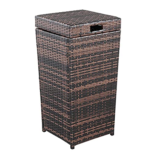 41 X 41 X 81.5cm Rattan Outdoor Garbage Anti-UV Outdoor Resin Wicker Trash Garbage Can Rubbish Bin 26.7 Coupons Gallon