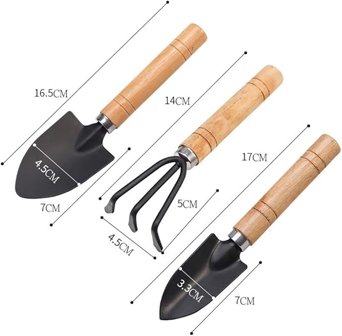 3 Pcs Mini Garden Hand Shovel and Rake Small Gardening Trowel Spade Bonsai Soil Rake Planting Soil Shovel Indoor Plant Potting Shovel Portable Garden Hand Tool