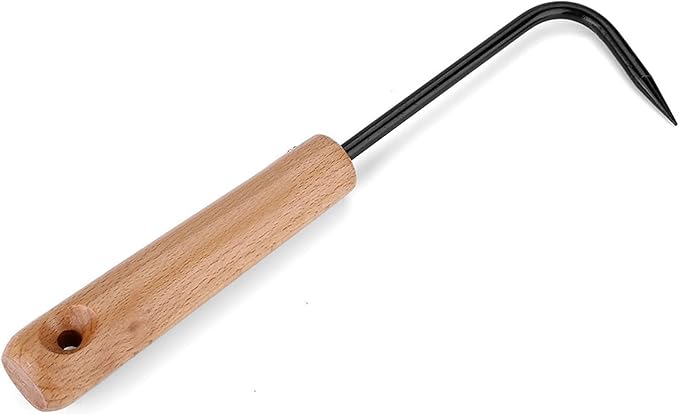 Root Hook Loosening Tool, Crack Weeder Tool with Wooden Handle, Bonsai Tools Gardening Tools