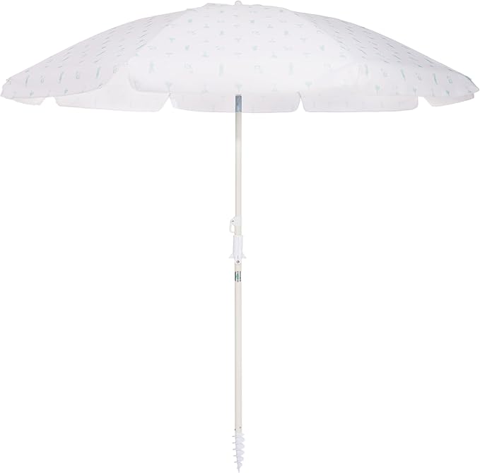 Business & Pleasure Co. Margaritaville Manana Umbrella - 6.5' Beach Umbrella Sand Anchor, 7' Tall Telescopic Aluminum Pole, UPF 50+