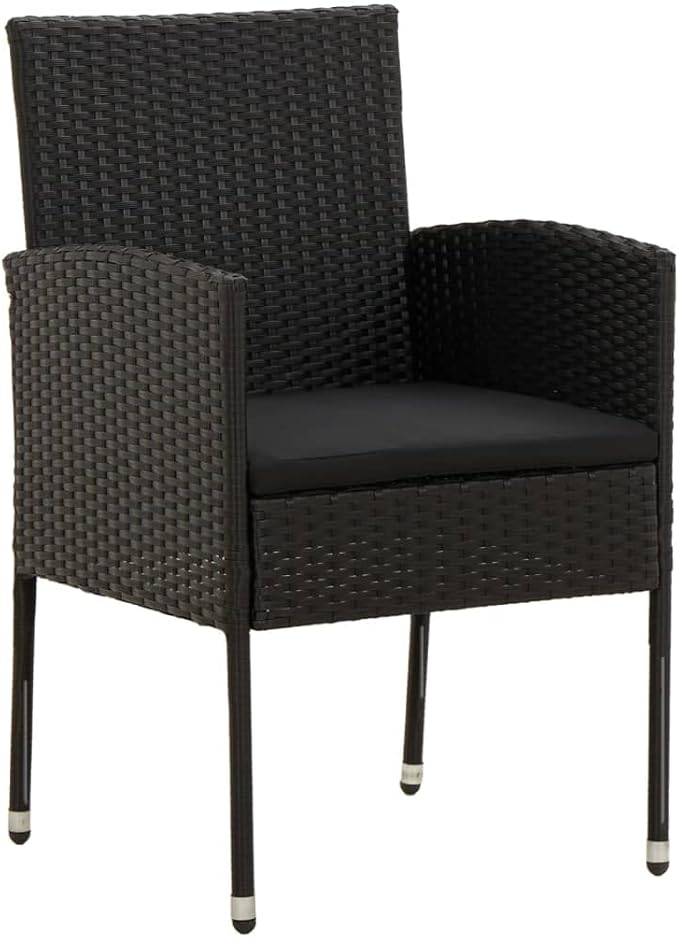 Backyard Furniture Patio Conversation Sets Outdoor Seating 7 Piece Patio Dining Set Poly Rattan Black Suitable for Swimming Pool, Courtyard, Garden