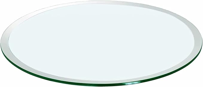 Meihua Glass Table Top, 24 Inch Round 3/8" Thick Beveled Polished Edge, Clear Tempered Glass Surface Protector, Multipurpose for Dining Table, Patio, Coffee and End Table