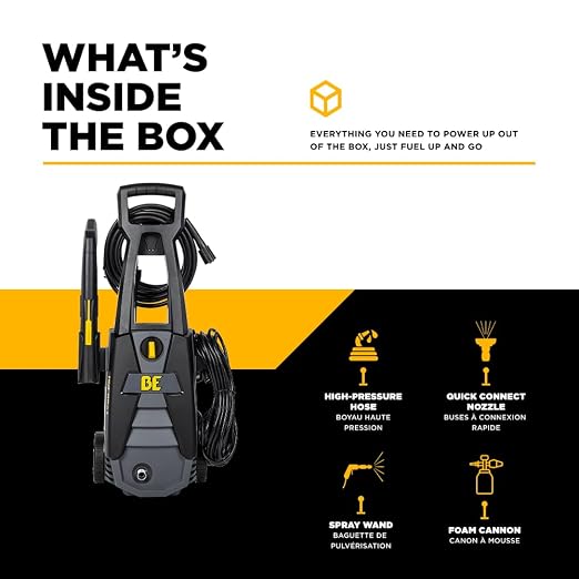 BE Power Equipment 1700 PSI 1.7 GPM Cold Water Corded Electric Pressure Washer