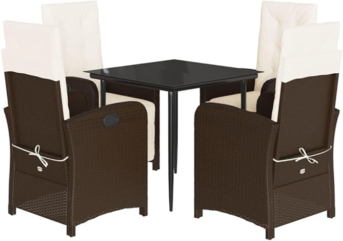 Patio Furniture Sets,Outdoor loveseat,Patio Conversation Sets,5 Piece Patio Dining Set with Cushions Brown Poly RattanSuitable for Patio, Garden, Gazebo Low