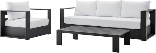Modway Tahoe Aluminum 3-Piece Outdoor Patio Set in Gray White