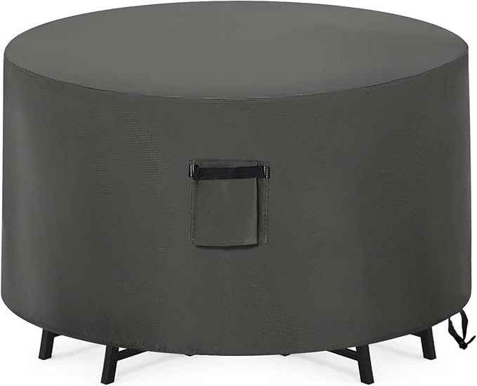 ABCCANOPY Round Table Cover, 108DIA x 28H, Grey, Waterproof, Dustproof, Windproof, UV Resistant, Universal Furniture Table Cover