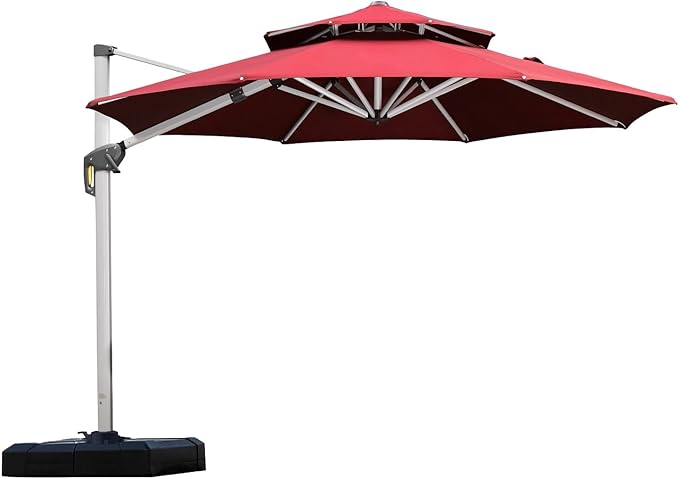 PURPLE LEAF Patio Umbrella 10 Feet Outdoor Round Umbrella Large Cantilever Umbrella Windproof Offset Heavy Duty Sun for Garden Deck Pool Patio, Terra