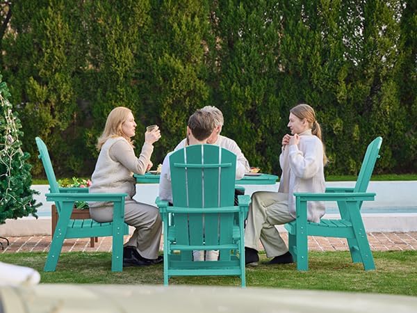 SERWALL Outdoor Adirondack Dining Chair Set of 2, All Weather HDPE Patio Chairs, Aruba