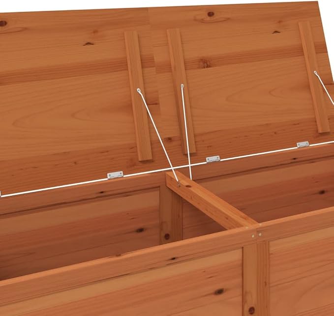 Solid Fir Wood Outdoor Storage Box Rectangular Brown 59.1" W x 19.7" L x 22.0" H Deck Box for Cushions, Toys, Blankets Garden and Patio Furniture