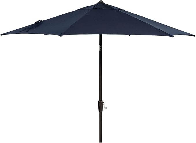 Hanover Montclair 9' Market Outdoor Umbrella, All-Weather, Crank Lever, Navy