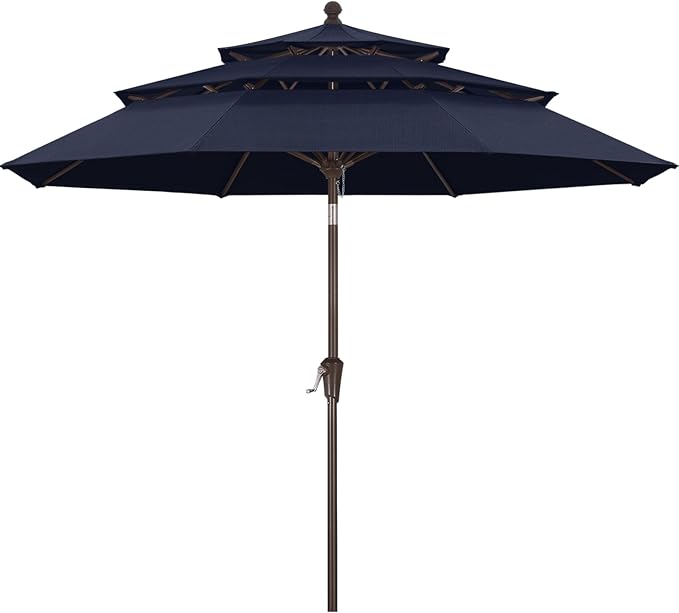 ABCCANOPY 5-Year 10-Year No Fading 9FT 3 Tiers Patio Umbrella, Outdoor Table Umbrella with 8 Sturdy Ribs for Deck, Backyard, Garden, Yard